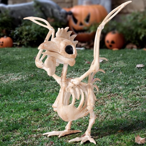 Joyfy 6.89" Rooster Skeleton Halloween Decoration, Posable Plastic Animals Halloween Skeleton for Indoor Outdoor Halloween Decorations