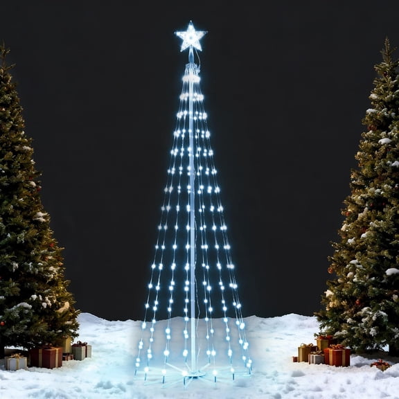 Joyfy 6 FT Animated Cone Tree Yard Light Christmas Decoration Outdoor,280 LED Christmas Tree Light Decorations,Christmas Yard Light with Stakes Decorations Outdoor Holiday Decor