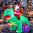 thumbnail image 1 of Joyfy 6 FT Christmas Inflatables Santa Dinosaur Outdoor Decorations,Dinosaur with Santa Christmas Blow Ups Yard Christmas with Built-in LEDs for Holiday Party Garden Lawn Decor, 1 of 8