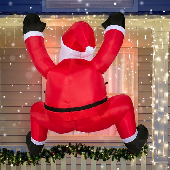 Joyfy 6 FT Christmas Inflatables Santa Outdoor Decorations,Climbing Santa Blow Ups Yard with Built-in LEDs for Holiday Party Garden Lawn Decor