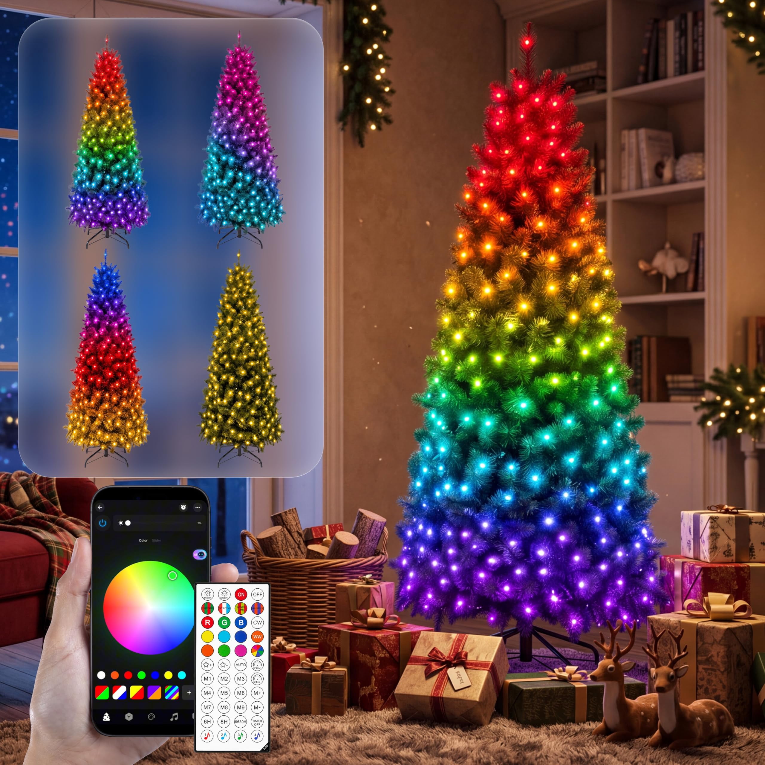 Remote Flash Setup Joyfy 6 FT Prelit Slim Christmas Tree with 250 RGB Lights,App & Remote ...
