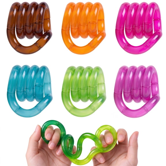 Joyfy 6 PCS Color Changing Twisty Fidget Toys, Multisensory Stress Relief Fidget Pack, Bendable Textured Fidget Tracks for Kids, Adults, Teens, Classroom Rewards Party Favors Goodie Bag Stuffers