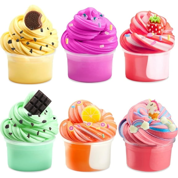 Joyfy 6 Pack Butter Slime Kit Party Favors for Girls & Boys Super Soft Non-Sticky Cloud Slime Pack DIY Stress Relief Toys for Kids, Classroom Prize, Gifts for Birthday Christmas