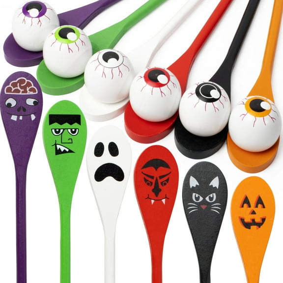 Joyfy 6 Packs Halloween Spoons Game Set,Eyeballs and Spoons Race Party Favors for Kids,Halloween Prizes,Halloween Activities for Kids