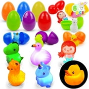 Joyfy 6 Pcs Prefilled Easter Eggs with Light Up Bath Toys Toys Inside for Kids Boys Girls Toddlers,Easter Basket Stuffers Gifts Party Favors