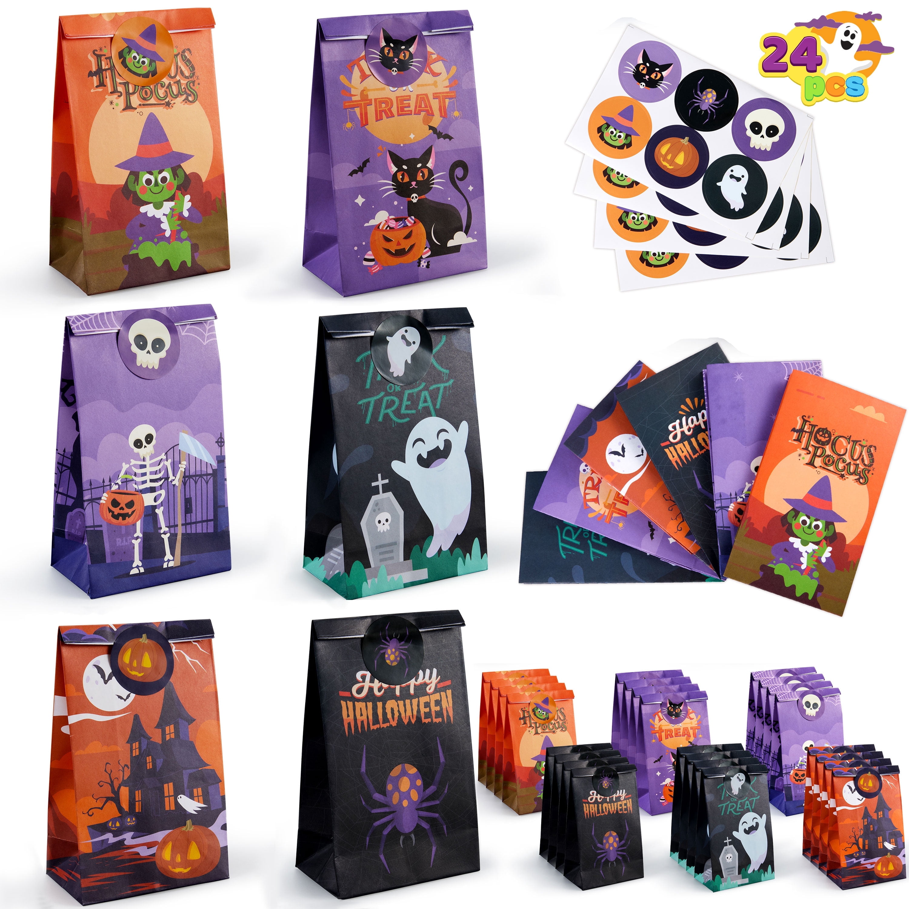 Simple Jack Sticker Joyfy, Halloween Treat Bags, 24 Pcs, with Stickers - Walmart.com