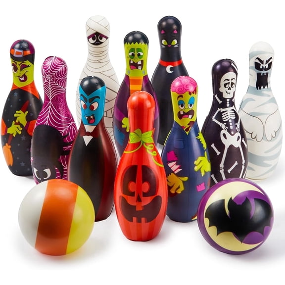 Joyfy Halloween Foam Bowling Set for Kids Toys Party Supplies, Get-Together Party, Game Day Events, Indoor Outdoor Party, Birthday Parties