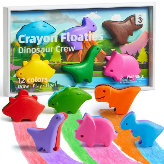 Joyfy 6 pcs 12 Colors Toddler Crayon Dinosaur Theme ,Washable Crayon,Easy to Hold , Christmas ,Birthday Gifts for Kids