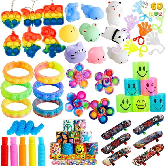 Joyfy 60 Pcs Party Favors, Popular Fidget Toys Birthday Goodie Bags Fillers for Kids Pinata Stuffers