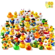 Joyfy 60 Pcs Rubber Ducks for Jeep, Mini Rubber Duckie Toys with Mesh Carry Bag for Kids Baby Bath Shower Toys, Christmas & Birthday Gifts, Halloween Party Favors, Easter Egg Stuffers