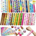 thumbnail image 1 of Joyfy 60 Pcs Slap Bracelets Party Favors for Kids, Bulk Wristbands with 36 Designs for Easter Basket Stuffers, Classroom Prizes Exchanging Gifts, 1 of 7
