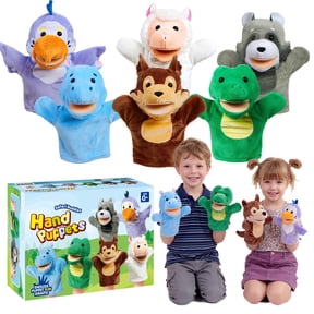 Joyfy 6Pcs Kids Hand Puppet with Mouth, Toddler Wild Animal Plush Toy Includes rocodile,Bird,Hippo,Sheep,Raccoon and Squirrel for Pretent Play, Christmas Birthday Gifts, Halloween Special Gifts