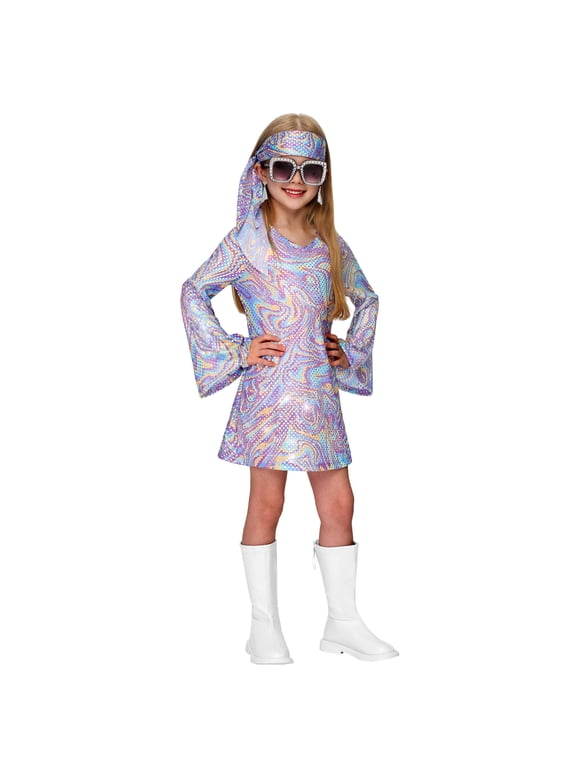 70s Costumes for Girls, Kids Halloween Disco Dress with 70s Accessories for Halloween Costumes Cosplay and Dance Parties