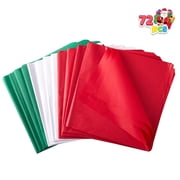 Joyfy 72 Sheets Christmas Tissue Paper Assorted Design (Red, Green & White) 20" x 20" Christmas Wrapping Tissue for Gift Bags DIY Crafts Party Decorations
