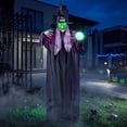 thumbnail image 1 of Joyfy 78" Hanging Witch Halloween Decorations with Magic Crystal Ball,Swing Flying Witch with Sound Activated Glowing Eyes Halloween Decor for Outdoor Yard Lawn Porch Haunted House, 1 of 8