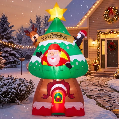 Joyfy 7FT Multi-Character Christmas Scene Inflatable Decoration