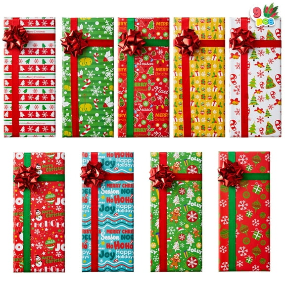 Joyfy 9 Pcs Christmas Gift Card Holders with Lids, Christmas Cash Money Card Holder with Bows, 6.5'' x 2.8'' x 0.8'' Xmas Boxes for Holiday Birthday Party Favor Gift Wrapping