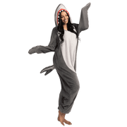 Joyfy Adult Shark Costume,Hooded One Piece Animal Jumpsuit Pajama Outfit for Halloween Cosplay Theme Party Role Play