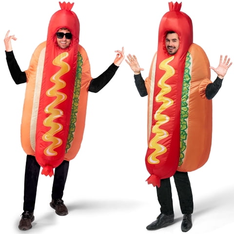 Joyfy Adult Inflatable Costume Full Body Blow Up Hot Dog Costume Food Costume for Halloween Role Playing Party