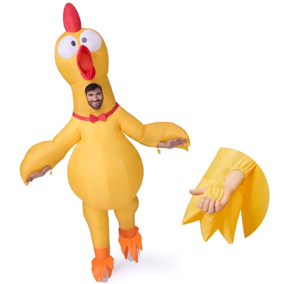 Squeaky Inflation Joyfy Adult Inflatable Costume, Full Body Yellow Rubber Chicken ...