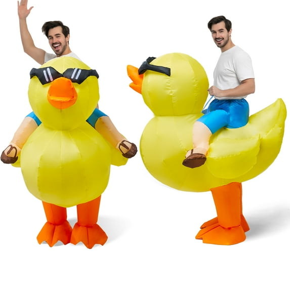 Joyfy Unisex Adult Halloween Inflatable Duck Ride-On Costume Deluxe ...