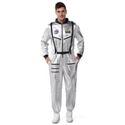 Joyfy Adult Men Astronaut Costume Halloween Spaceman Costume Silver Space Suit Spaceman Jumpsuit Pilot Outfit for Halloween Party Cosplay