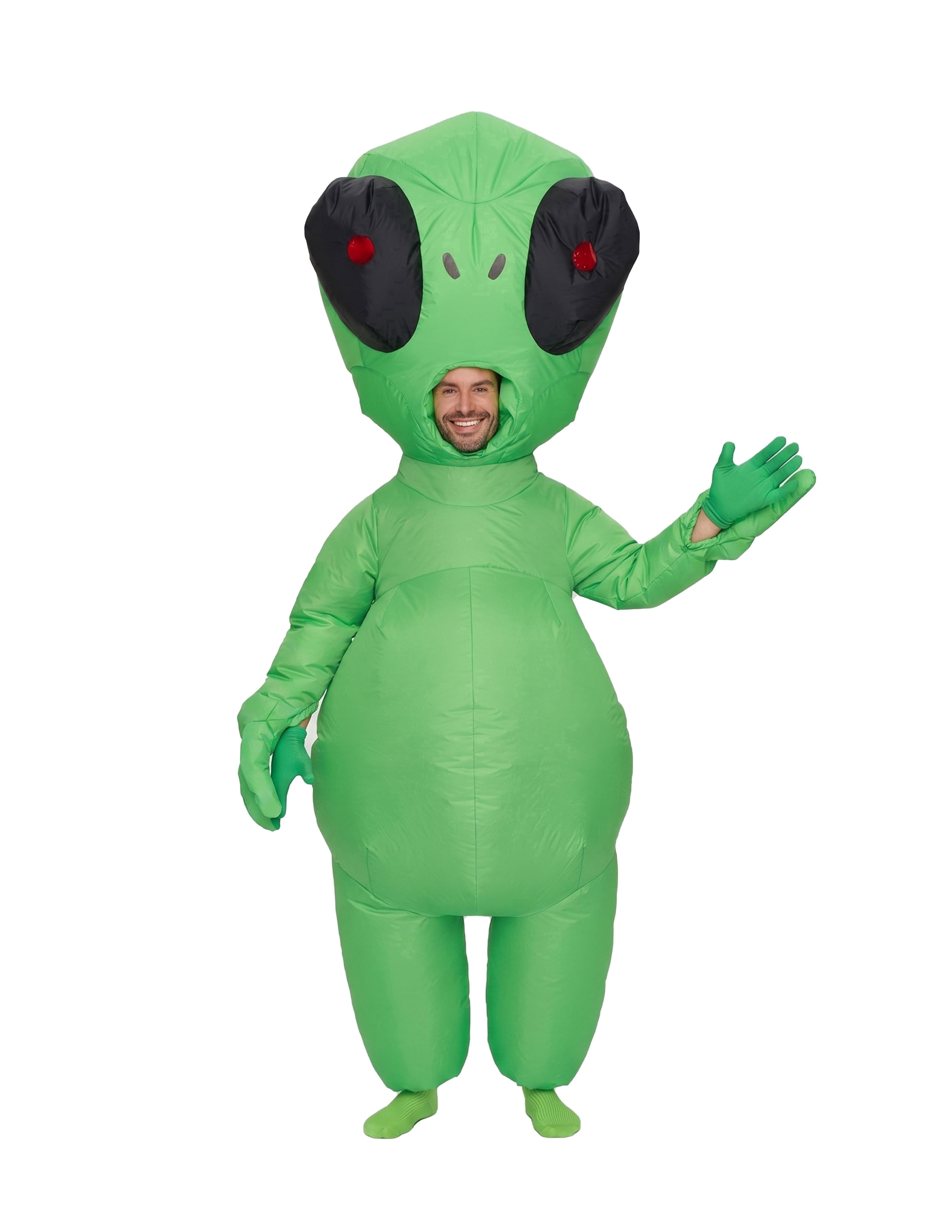 Joyfy Adult Alien Inflatable Costume with Light Up Eyes Full Body Green ...