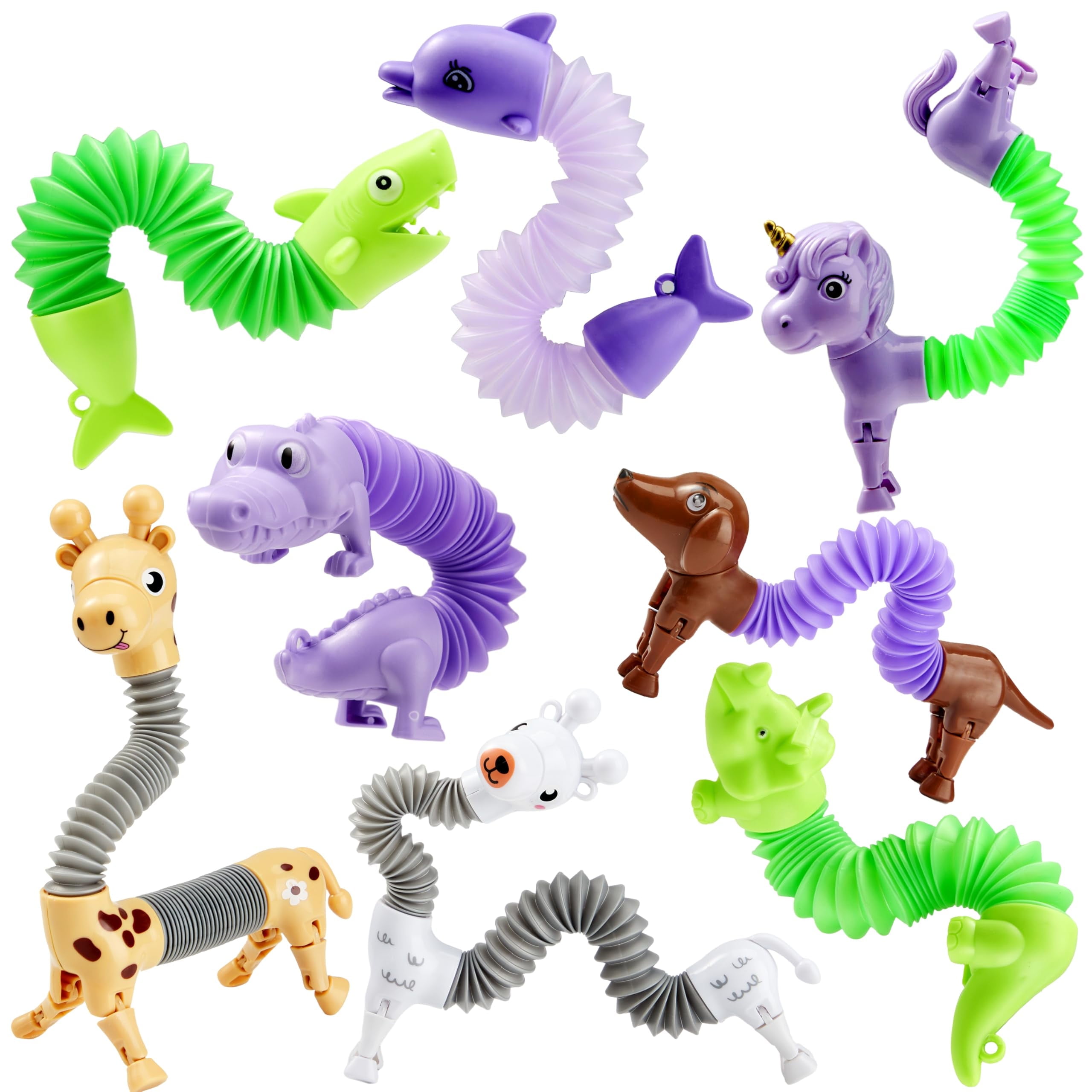 Joyfy Animal Pop Tubes Fidget Toys, 8 Pack Sensory Toys for Toddlers 2-3 Party Favors for Kids 4-8 8-12 Birthday Gifts Party, Classroom, School Reward,Goodie Bags Stuffers for Kids, Random Color