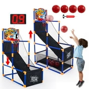 Joyfy LED Scoring Arcade Basketball Game with 4 Balls ,Adjustable Height 44"-55"Basketball Stand, Indoor Outdoor Play with Electronic Scoreboard, Hoop Toys Gift for Ages 3-12 Years