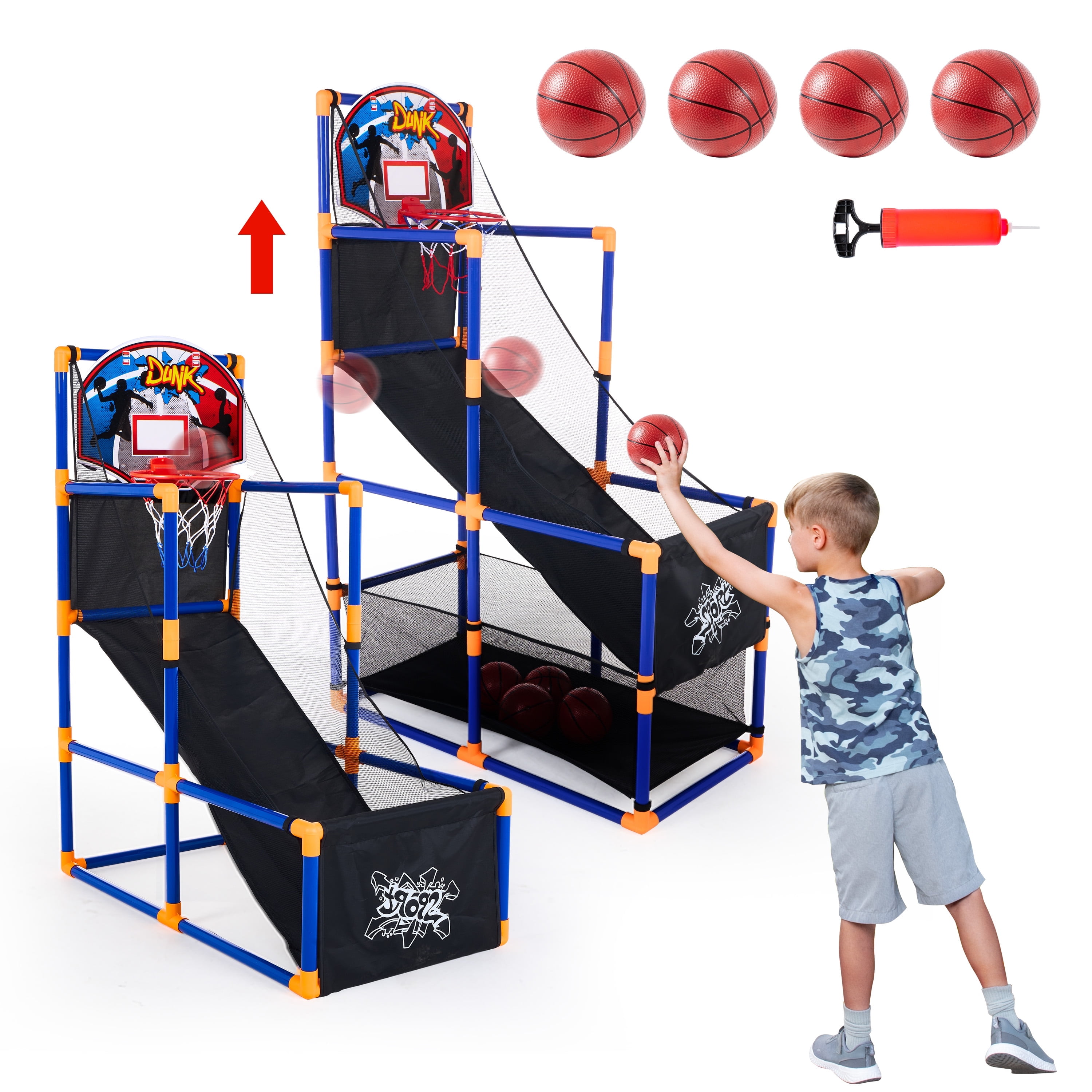 Walmart Black Friday Deals 2025 - Joyfy Arcade Basketball Game for Kids,Adjustable Height 44"-55"Indoor Basketball Hoop Set with 4 Balls ,Christmas,Birthday Gift Toy for Boys Ages 3-12,Blue