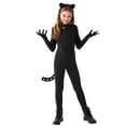 thumbnail image 1 of Joyfy Black Cat Costume for Girls, Kids Cat Outfit Set with Tail, Child Black Cat Halloween Costume for Cosplay Party, 1 of 10