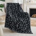 thumbnail image 1 of Joyfy Black Grey Leopard Knitted Throw Blanket 50x60 Inches, Cozy Soft Throw for Couch, Bed, Sofa - Cute Aesthetic Room Decor and Gift for Women, Mom, Girls, Mothers Birthday, 1 of 9