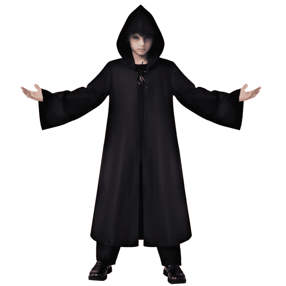 Joyfy Boys Renaissance Costumes, Kids Knight Costume, Black Cloak Tunic Hooded Robe Halloween Costume for Child Halloween Party Cosplay