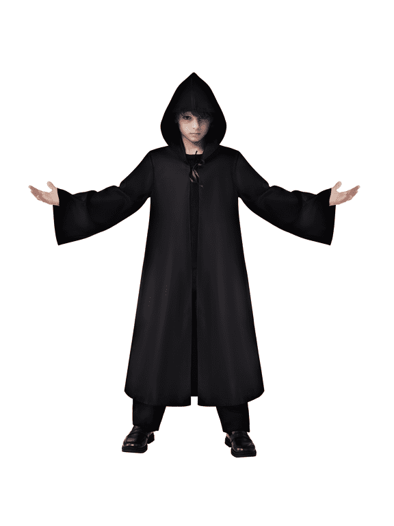 Boys Renaissance Costumes, Kids Knight Costume, Black Cloak Tunic Hooded Robe Halloween Costume for Child Halloween Party Cosplay