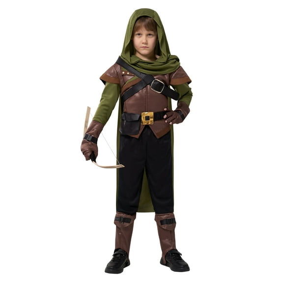 Joyfy Boys Robin Hood Costume, Toddler Child Robin Hooded Medieval Costume Outfit Set for Kids Halloween Party Dress Up