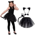 thumbnail image 1 of Joyfy 4 Pcs Cat Costume Accessories with Cat Ears and Tail Sparkly Tutu for Girls,Cat Tail Costume Kids,Child Animals Costume Halloween Cosplay set, Kids Dress Up Costume, 1 of 8