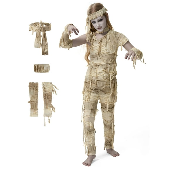 Joyfy Mystical Mummy Costume for Kids, Halloween Mummy Costume for Girls, Family Costume for Halloween Party Cosplay