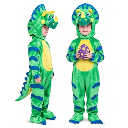Joyfy Halloween Triceratops Costume Dinosaur Jumpsuit with Eggs for Kids and Toddlers Halloween Themed Party Dress up Cosplay