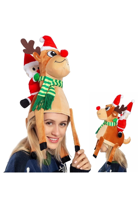 Christmas Hat,Funny Hat Novelty Santa Hat Crazy Hats Reindeer Hat Christmas Party Cute Accessories