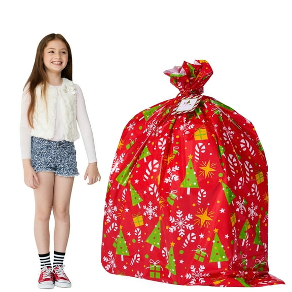 Joyfy Christmas Jumbo Big Gift Bags Heavy Duty 44”x 36” with Gift Tags for Large Gifts, Christmas Season, Gift Giving, Holiday Presents or Decorations