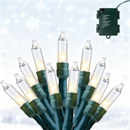 Joyfy Clear Christmas Lights,16.3ft 50 Count Warm White Christmas String Lights,Connectable Green Wire Xmas Tree Lights for Indoor Outdoor Christmas Decorations Holiday Party Decor