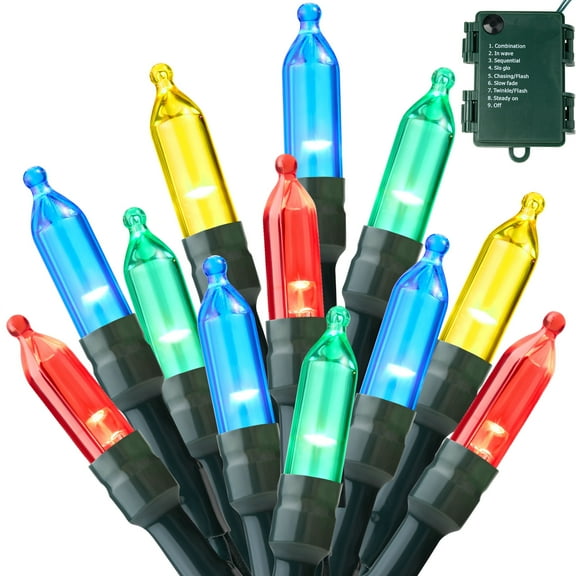 Joyfy Muticolor Christmas Lights,16.3ft 50 Count Led Christmas String Lights,Connectable Green Wire Xmas Tree Lights for Indoor Outdoor Christmas Decorations Holiday Party Decor