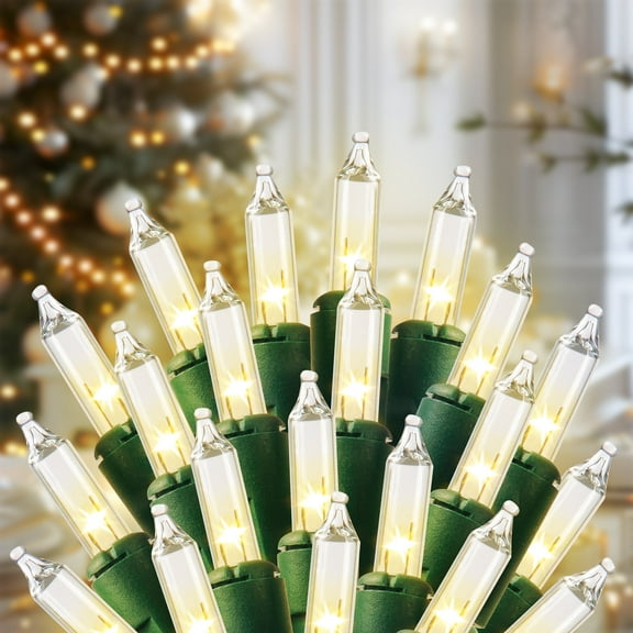 Joyfy Clear Christmas Lights,31.2ft 150 Count Clear Warm White Christmas String Lights,Connectable Green Wire Xmas Tree Lights for Indoor Outdoor Christmas Decorations Holiday Party Decor