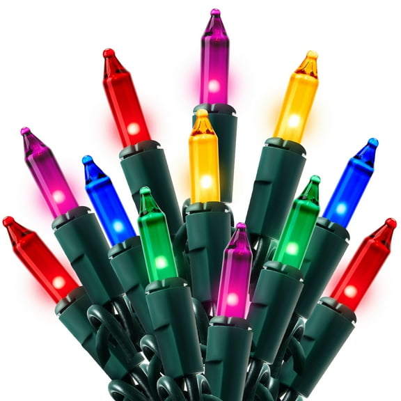 Joyfy Multicolor Christmas Lights,21.4ft 100 Count Multicolor Christmas String Lights,Connectable Green Wire Xmas Tree Lights for Indoor Outdoor Christmas Decorations Holiday Party Decor