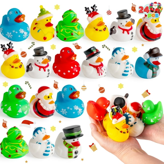 Joyfy 24 Pcs Christmas Rubber Ducks for Boys, Girls, Kids and Toddlers, Christmas Party Favor Gifts,Rubber Duck Advent Calendar