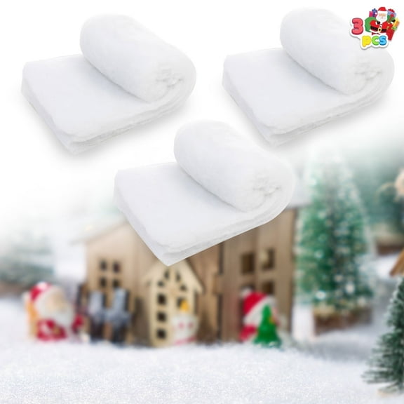 Joyfy Christmas Snow Blankets Roll (3 Pcs), 15 in x 10Ft Soft Thick Artificial Snow Blanket（Cotton Fabric）for Christmas Winter Decoration