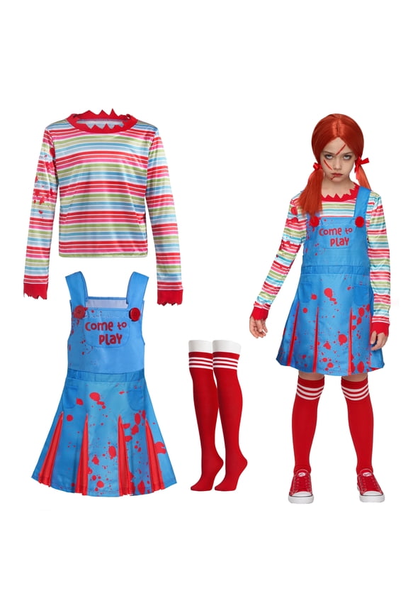 Creepy Doll Costume for Toddler Girls, Family Matching Killer Doll Costume, Halloween Costume for Kids Dress up Cosplay