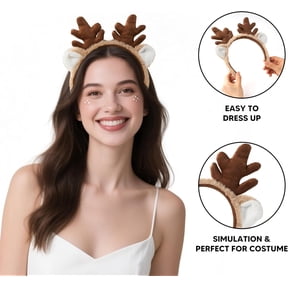 Joyfy Deer Antlers Headband for Women, Deer Ears Costume for Halloween Party Accessories, Party Dress Up Cosplay Photo Props