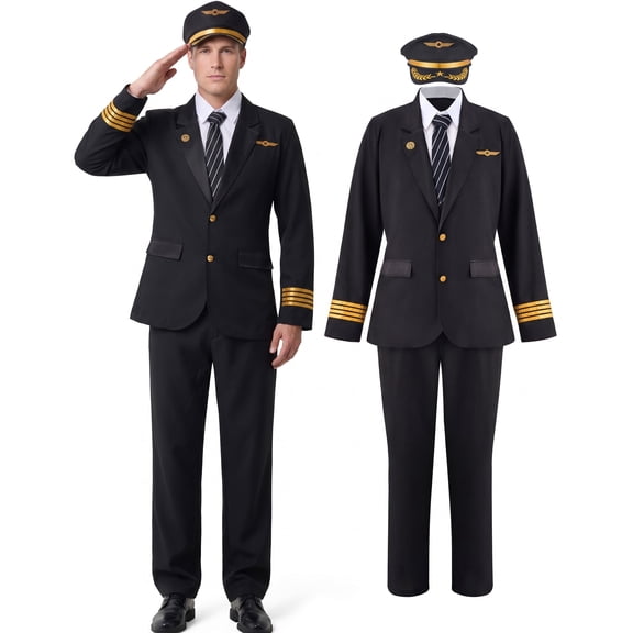 Joyfy Flight Pilot Costume for Adults Pilots Uniform Costume Movie Pilot Suit for Men Halloween Party Fancy Dress up Cosplay