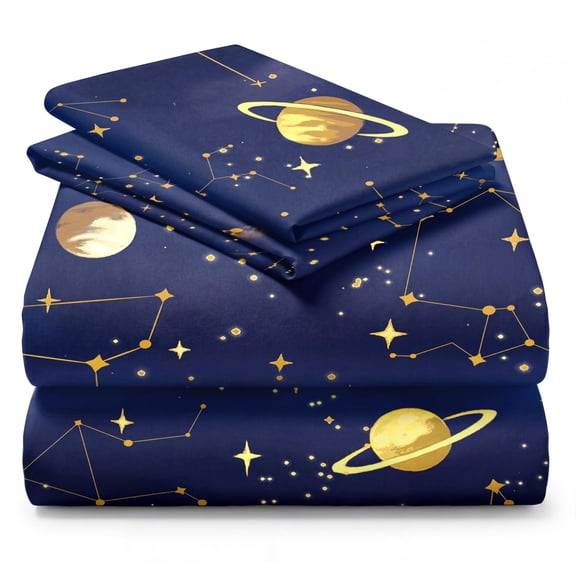 Joyfy Full Kid's Microfiber Sheet Set Blue Starry,4 Pcs